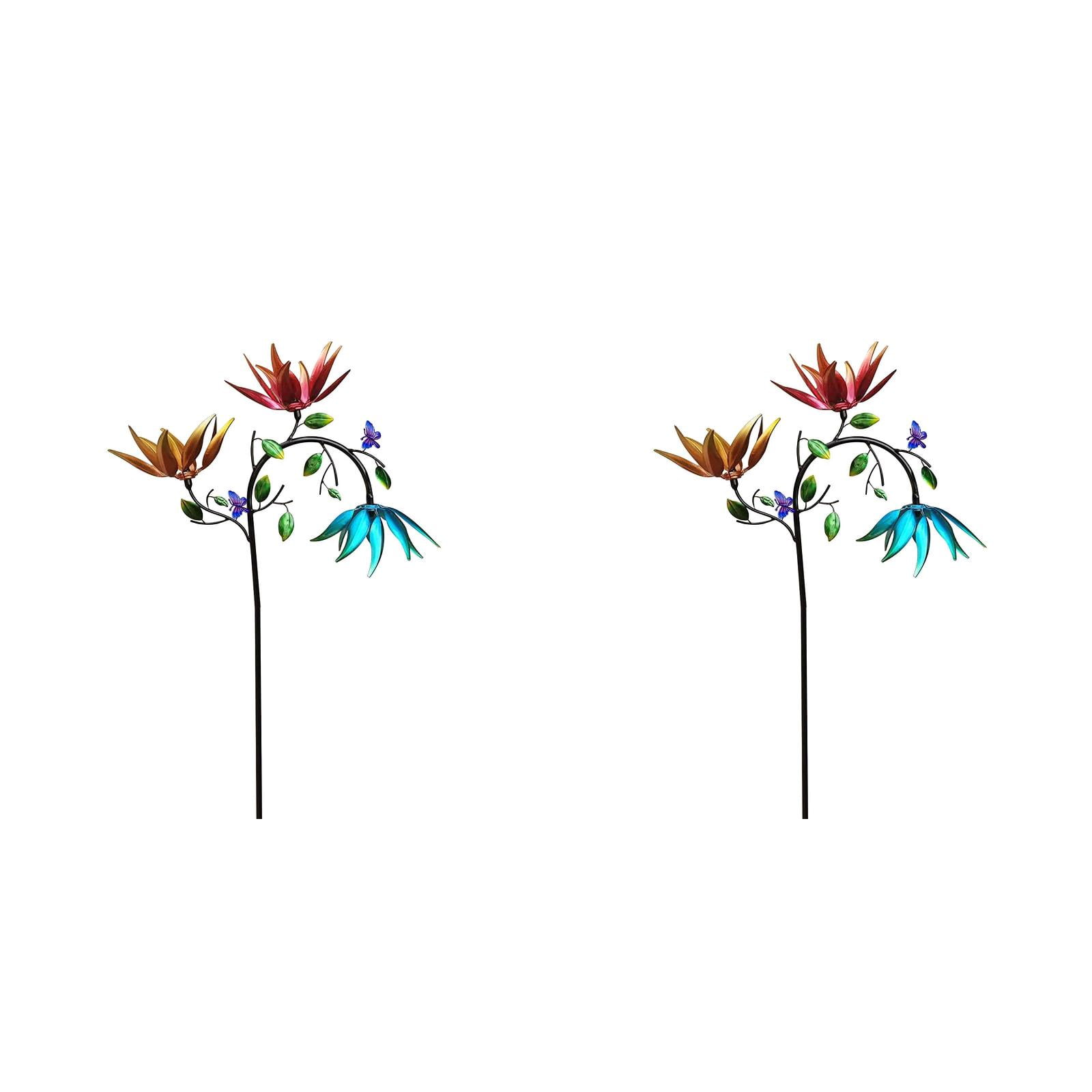 Large Wind Wind With Metal With Three Flowers And Butterflies Windmill