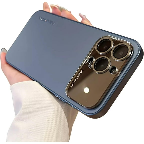 Large Window Frosted Phone case with Lens Film, All-Inclusive case, Simple Business, Anti-Drop and Anti-Abrasion, for iPhone 15 14 13 12 11 Pro Max Phone case (Dark Blue,iPhone 12 Pro Max)