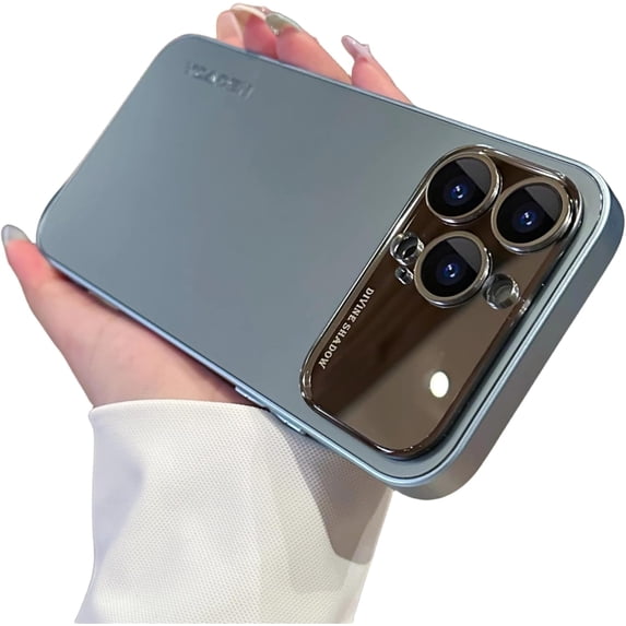 Large Window Frosted Phone case with Lens Film, All-Inclusive case, Simple Business, Anti-Drop and Anti-Abrasion, for iPhone 15 14 13 12 11 Pro Max Phone case (Blue,iPhone 14)