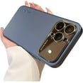 thumbnail image 1 of Large Window Frosted Phone case with Lens Film, All-Inclusive case, Simple Business, Anti-Drop and Anti-Abrasion, for iPhone 15 14 13 12 11 Pro Max Phone case (Dark Blue,iPhone 15), 1 of 8