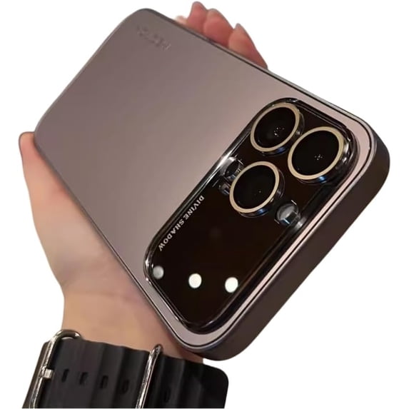 Large Window Frosted Phone case with Lens Film, All-Inclusive case, Simple Business, Anti-Drop and Anti-Abrasion, for iPhone 15 14 13 12 11 Pro Max Phone case (Grey,iPhone 15)