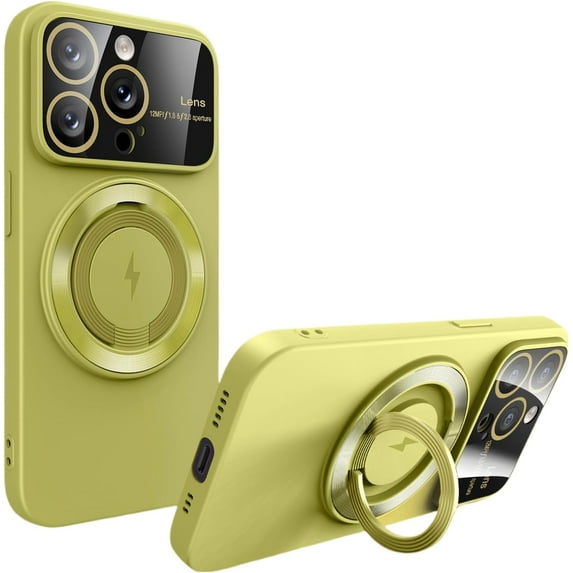 Large Window Magnetic Swivel Stand Phone Case, Hidden Stand, Frosted Soft Case, Drop Resistant and Wear Resistant, for iPhone 15 14 13 12 11 Pro Max Plus Phone Case (Green,iphone 11)