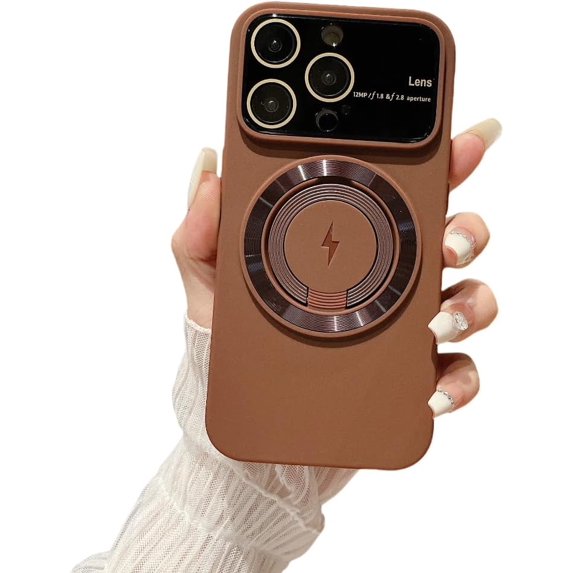 Large Window Magnetic Swivel Stand Phone Case, Hidden Stand, Frosted Soft Case, Drop Resistant and Wear Resistant, for iPhone 15 14 13 12 11 Pro Max Plus Phone Case (Claret Red,iphone 13)