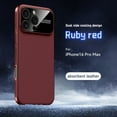 thumbnail image 1 of Large Window for iPhone 16 Pro Max Case, Luxury PU Leather & Hard PC, Heat Dissipation Breathable Bumper, Auto Focus Camera Lens Military Drop Protection Shockproof Slim Fit Cover, Winered, 1 of 12
