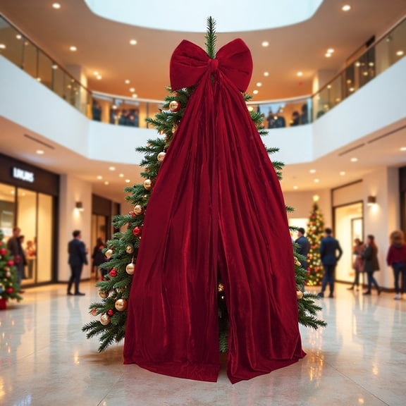 Large Wine Red Velvet Bow Ornament, Christmas Shopping Mall Atmosphere To Decorate The Christmas Tree Door Pendant