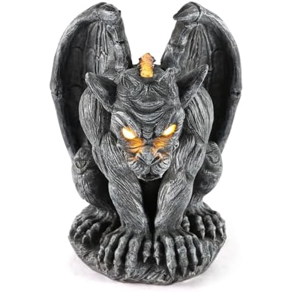 Large Winged Gargoyle Statue with Solar Lights Outdoor Gargoyle Statue Garden Guardian Sculpture Figurine Gothic Decor Gargoyle Monster Dragon Creep Scary Sculpture Patio Yard Lawn$$Garden & Patio