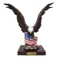 thumbnail image 1 of Large Wings Of Liberty Bald Eagle Flying Over American Flag Statue With Base 17", 1 of 9