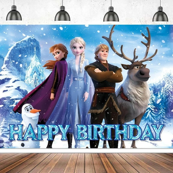 Large Winter Princess Banner, Happy Birthday Banner, Birthday Backdrop for Outside Inside Photo Booth