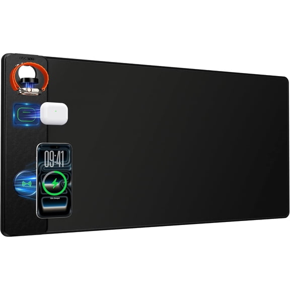 Large Wireless Charging Mouse Pad with Waterproof Smooth Surface and Non-Slip Base