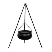 Large Witches Cauldron on Tripod with Lights Witches Cauldron on Tripod Black Plastic Bowl Candy Bucket Halloween Decor for Lawn Garden Yard Home Porch Decorations