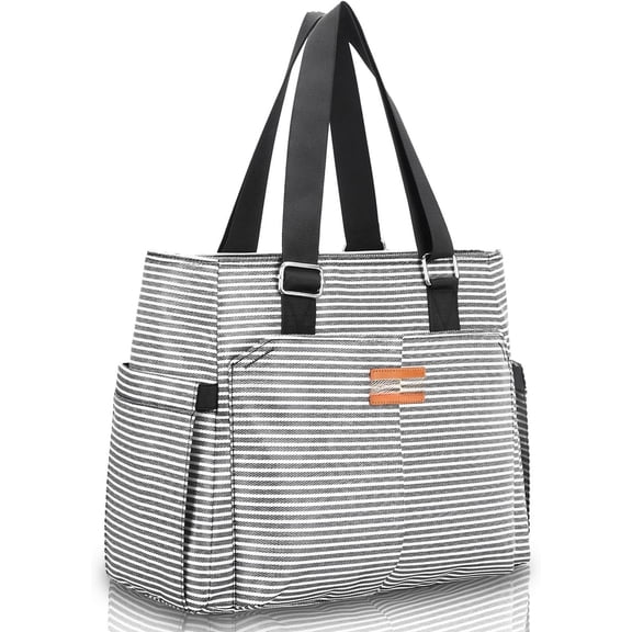 Large Women Lunch Bags/Insulated Adult Lunch Box/Leakproof Cooler Lunch Tote Bag with Storage Pocket. Lunch Purse for Work Picnic Hiking 12L, Stripe