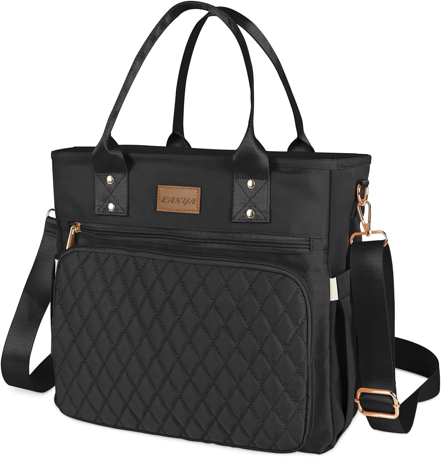 Large Women Lunch Bags for Work Insulated/Insulated Adult Lunch Box for Women/Durable Nylon Thermal Lunch Bag for Women/Leakproof Cooler Lunch Tote Bag with Storage Pocket (Black)