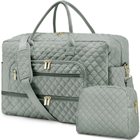 Large Women Travel Duffle Bag - Carry on Overnight Bag Weekend Travel Duffel Tote Bag Yoga Gym Bag with Wet Pocket Toiletry Weekender Overnight Bag for Travel Business Trips Sport Hospital Black