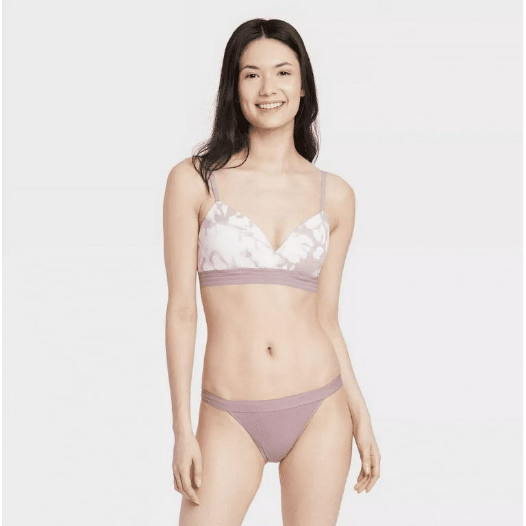 Large - Women's Comfort Ribbed String Bikini Underwear - Auden