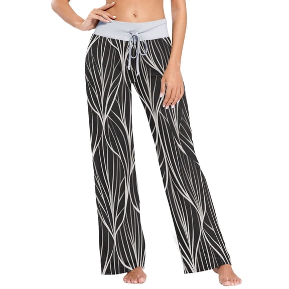 Large Women's Comfy Casual Pajama Pants Stretch Fabric Suitable for Yoga Pants Hippie Pants，The Best Holiday Gifts for Women White and Charcoal Gray