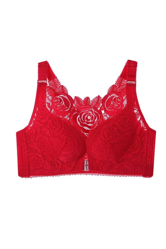Large Women's Front Side Buckle Lace Edge Seamless Gathering Yoga Movement Bra for Comfortable Sleep