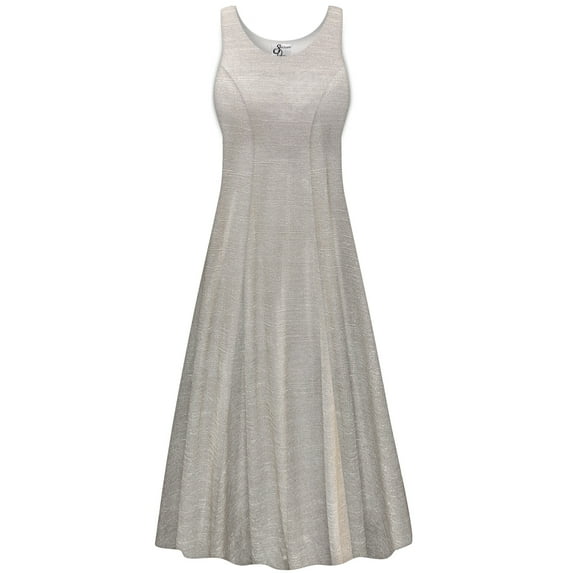 Large Womens Dress Essential Taupe Designer Print Sleeveless Princess Cut