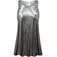 thumbnail image 1 of Large Womens Sleeveless Silver Metallic Tunic Tops Casual Loose Fitting Flowy Shirts Blouses, 1 of 4