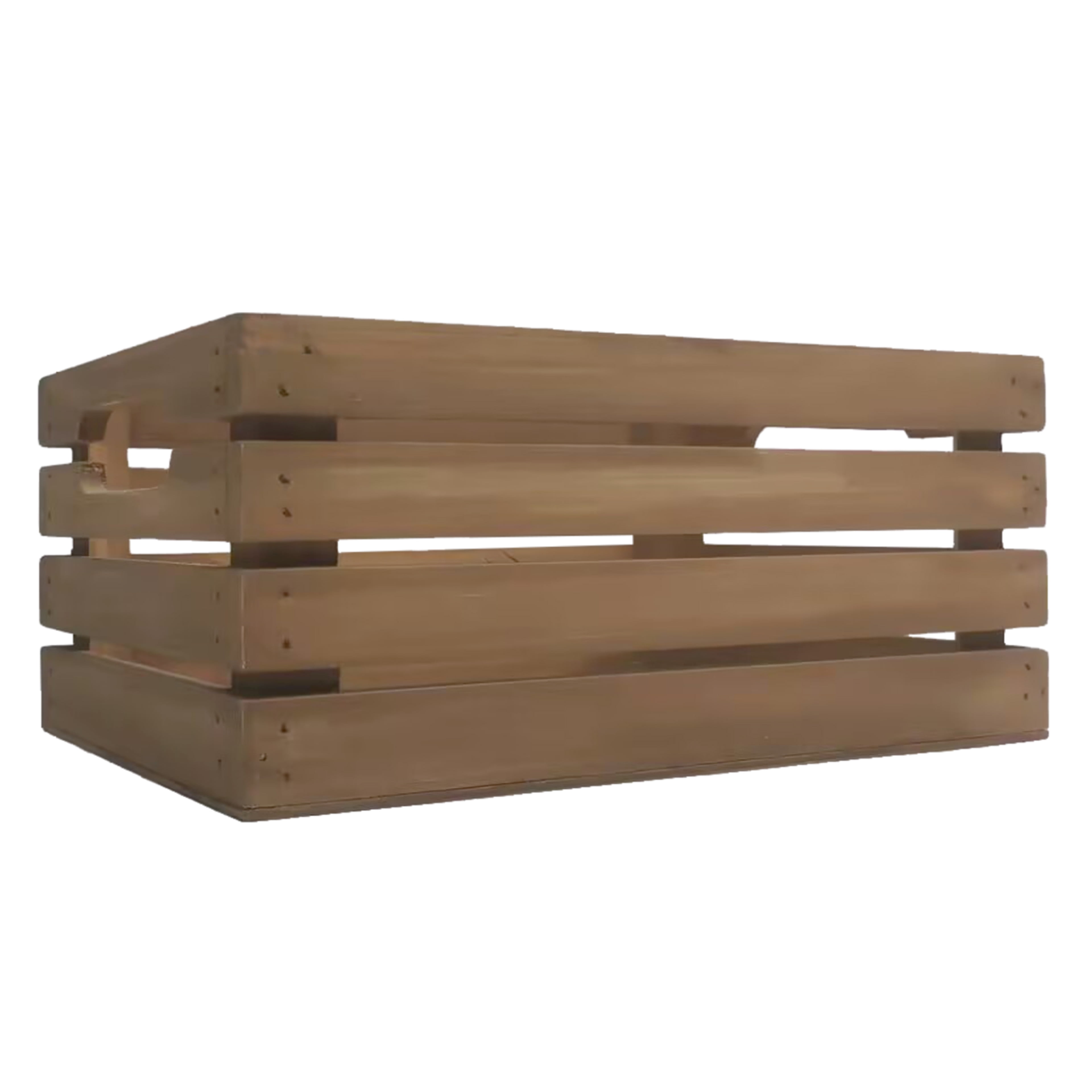 Large Natural Brown Pine Wood Storage Crate