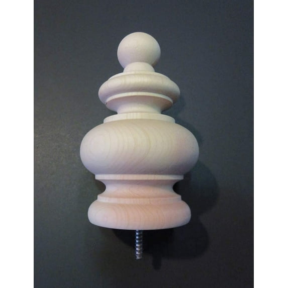 Large Wood Finial Bedpost Newel. 5 1/2 H x 3 3/4 W Choice: Red Oak, Cherry, Hard Maple #20 (Cherry)