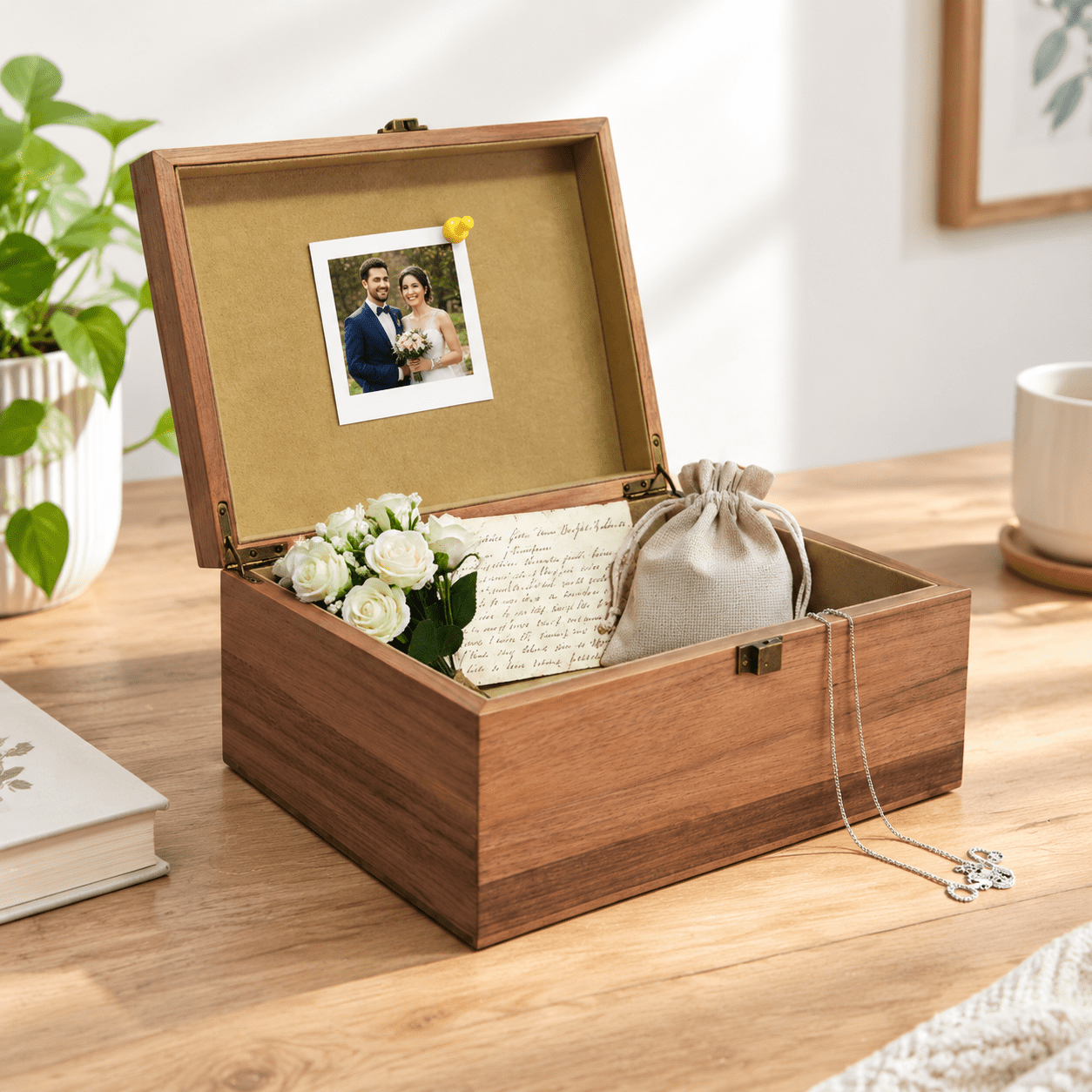 Large Wood Keepsake Box with Photo Display for Memory Storage - Walmart.com