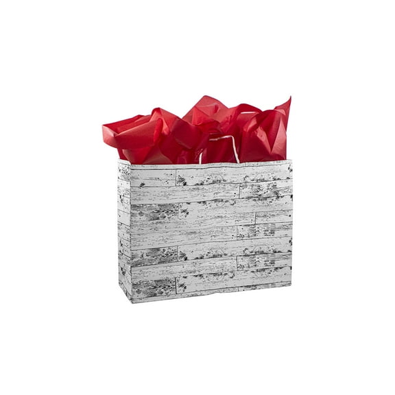 SSWBasics Large Wood Pattern Paper Shopping Bags - Case of 100