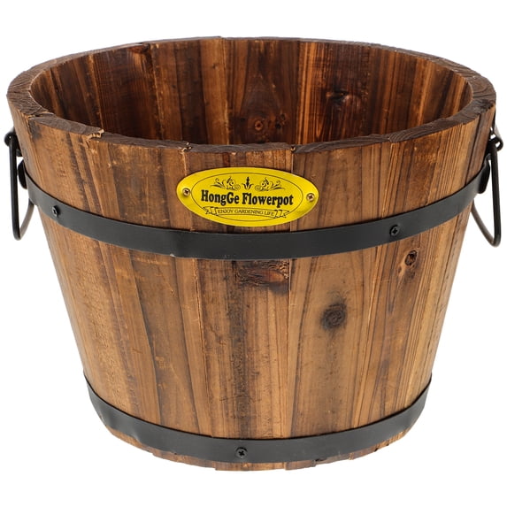 Tineasur Balcony Planters Wooden Flower Pot Coffee Wood 1Pack