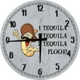 thumbnail image 1 of Large Wood Wall Clock 24 Inch Round Bar Wall Art 1 2 3 Tequila Worm Bottle Mexican Round Small Battery Operated Gray, 1 of 4