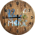 thumbnail image 1 of Large Wood Wall Clock 24 Inch Round Beach Mode Ocean Sky Summer Vacation Round Small Battery Operated Brown Wall Art, 1 of 4