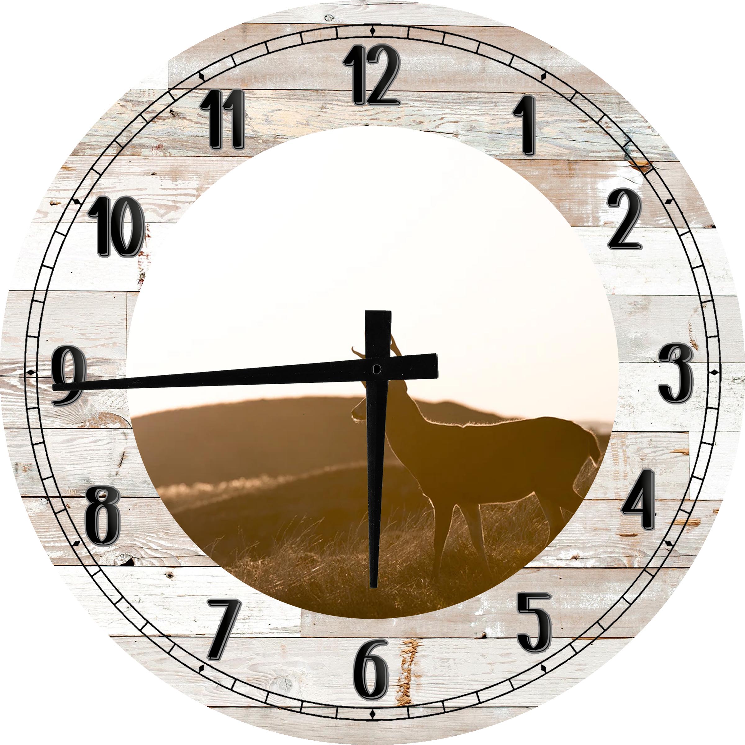 Large Wood Wall Clock 24 Inch Round Buck Deer Hunting Wall Art Garage ...