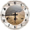 thumbnail image 1 of Large Wood Wall Clock 24 Inch Round Egypt Pyramids Tan Sand Desert Egyptian Decorations Wall Art for Kitchen Round Small Battery Operated White, 1 of 4