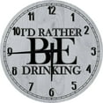 thumbnail image 1 of Large Wood Wall Clock 24 Inch Round I'd Rather Be Round Small Battery Operated Gray Wall Art, 1 of 4