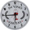 thumbnail image 1 of Large Wood Wall Clock 24 Inch Round In Vino Veritas Wine Round Small Battery Operated Gray Wall Art, 1 of 4