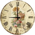 thumbnail image 1 of Large Wood Wall Clock 24 Inch Round Little Girl Vintage Flower Basket Round Small Battery Operated Wall Art, 1 of 4