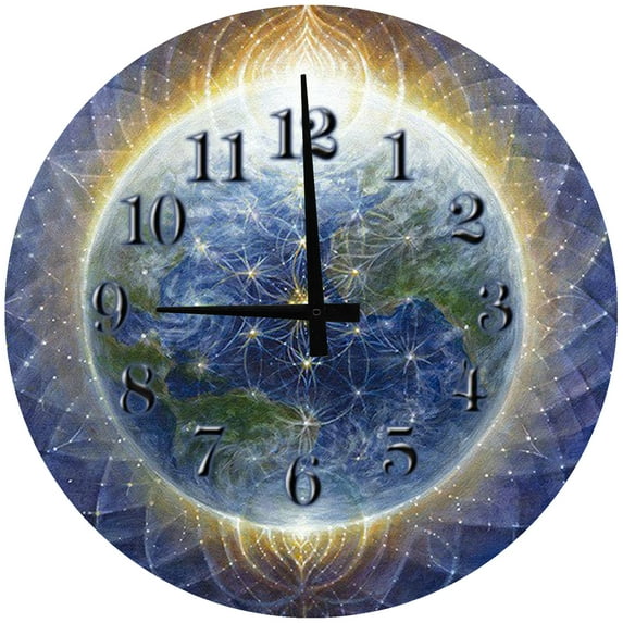 Large Wood Wall Clock 24 Inch Round Mandala Energy Positive Round Small Battery Operated Wall Art