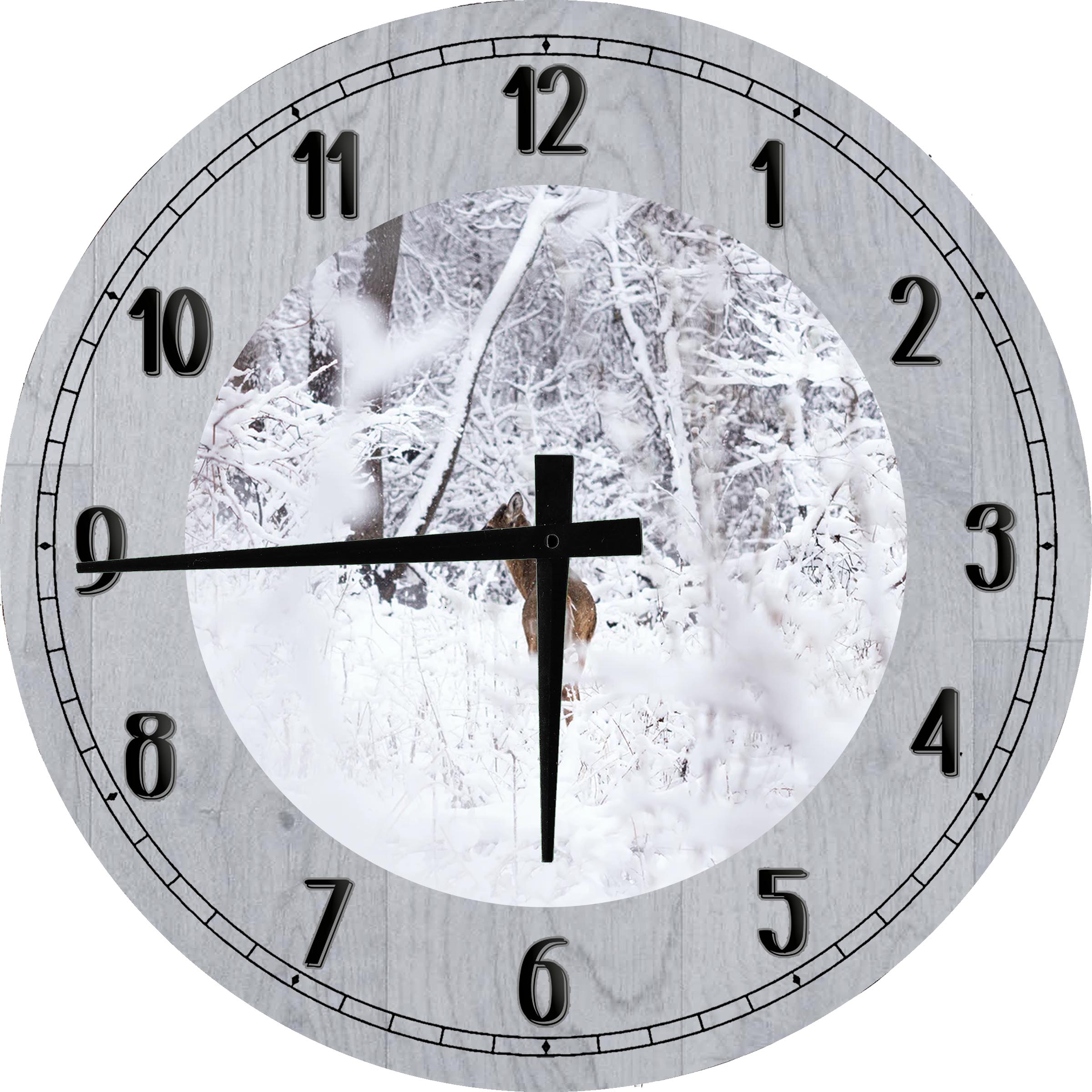 Large Wood Wall Clock 24 Inch Round Whitetail Deer Hunting Wall Art ...