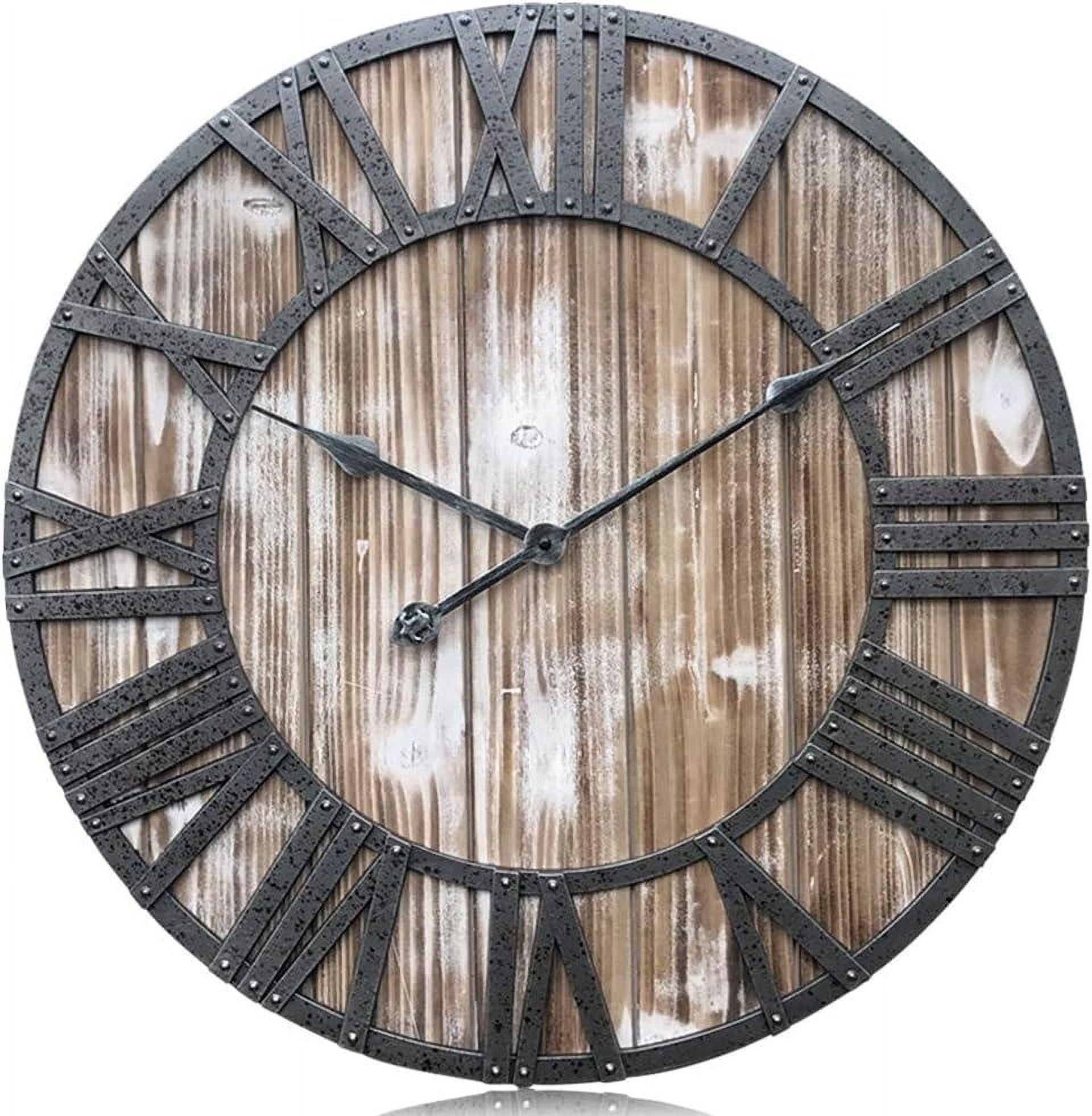 Large Wood Wall Clock 24 Inch Rustic Farmhouse Vintage Oversized 3D ...