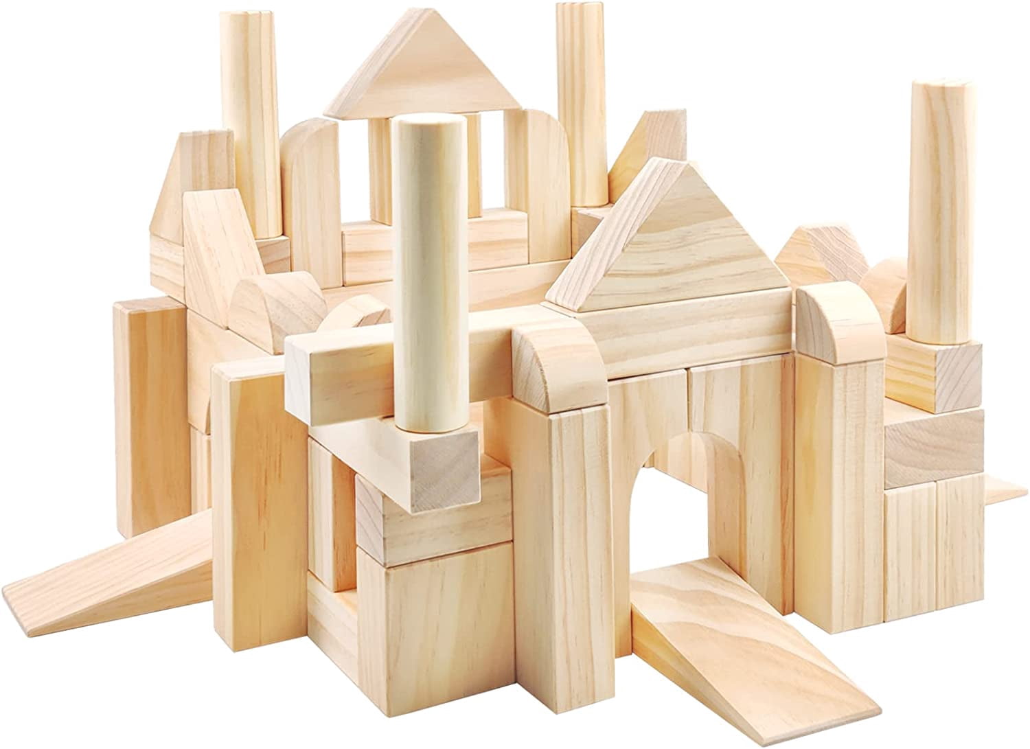 Large Wooden Blocks for Toddlers 1-3, 64 Pieces Big Wood Building ...