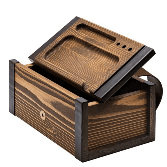 Large Wooden Box with D rative Wood Tray - Handcrafted in Europe - Great Storage Organizer to Keep Your Accessories and Essentials