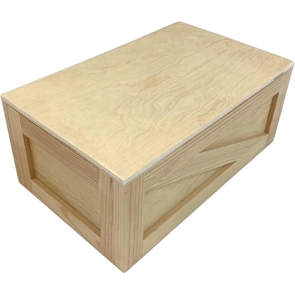 Large Wooden Box with Drop Lid | Rustic Keepsake Storage Crate (13" x 8" x 5.5")