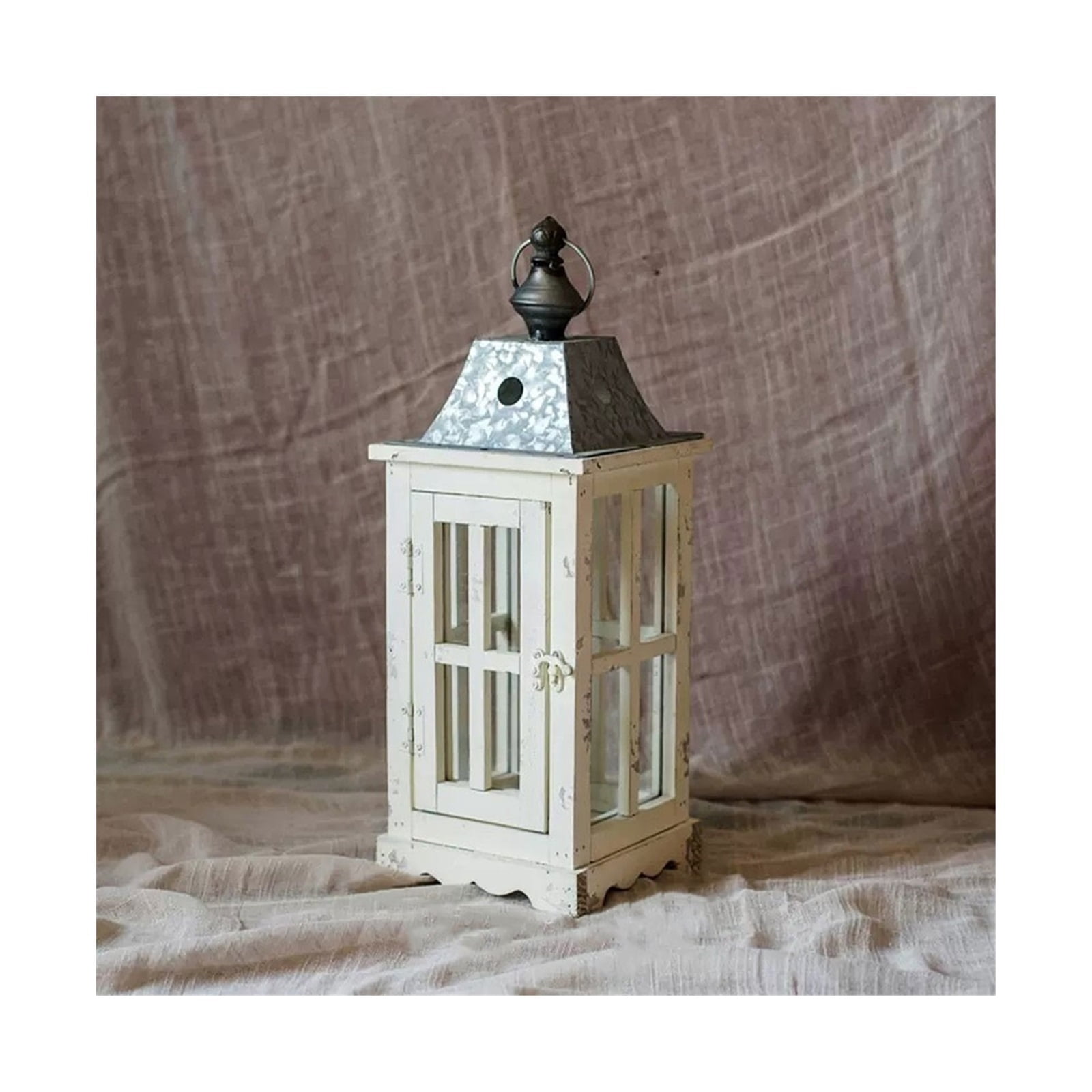 Large Wooden Candlestick Holder Retro Lantern for Garden Yard Decoration