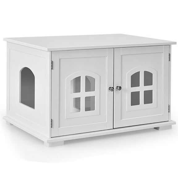 Large Wooden Cat Litter Box Enclosure Hidden Cat Washroom with Divider, Cat Litter Box Enclosure , Hidden Cat Washroom Furniture, Pet Crate for Living Room, Bedroom, Balcony