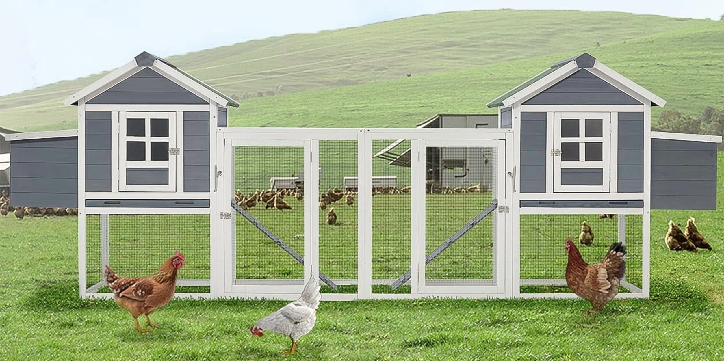 Large Wooden Chicken Coop With Garden Bed, Outdoor Hens House With ...