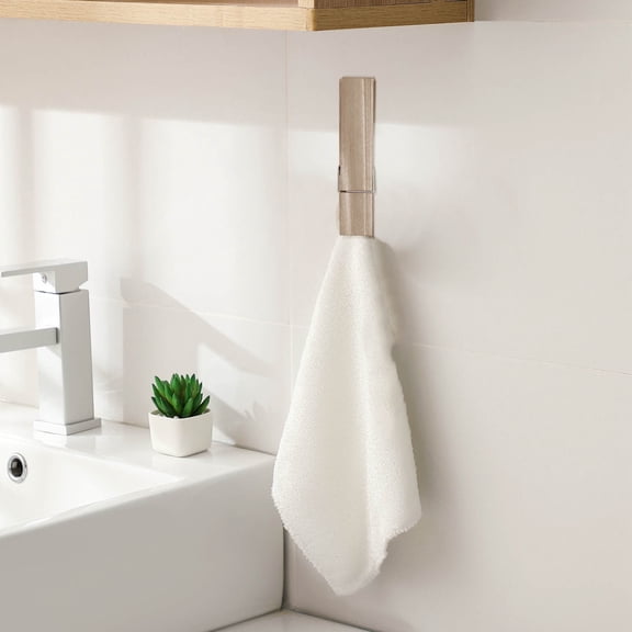 Large Wooden Clothesline Towel Clip | Wall Mounted Bathroom Towel Holder | 5.91 Inch Rustic Farmhouse Decor | Hand-Stained Towel Rack for Room or Nursery | 1 Piece
