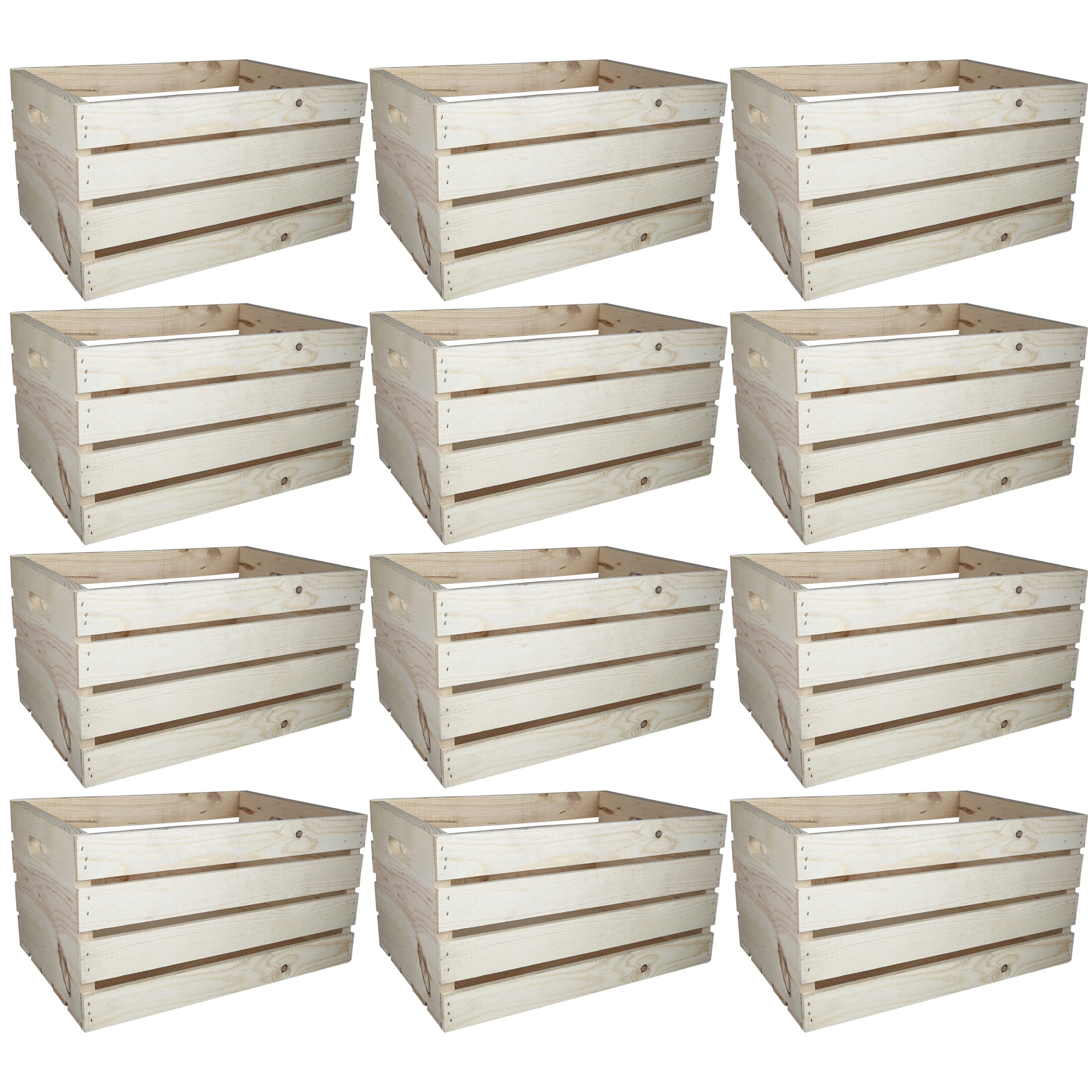 Large Wooden Crates by Make Market - Unfinished Wood Crate for Storage - Decorative Display - Arts & Crafts - Made of 100% Wood - Bulk 12 Pack