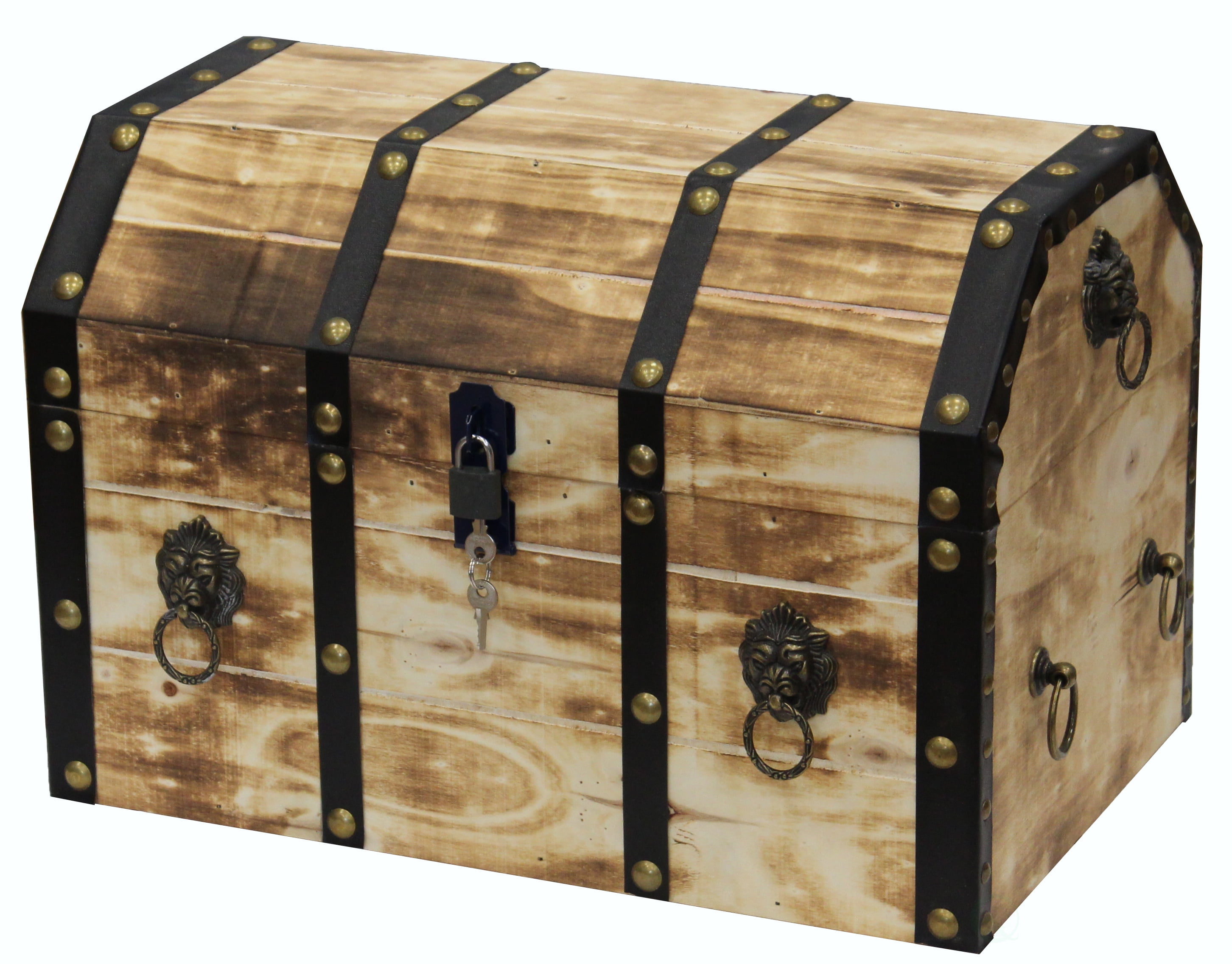 Walmart Large Wooden Storage Treasure Chest with Lion Rings