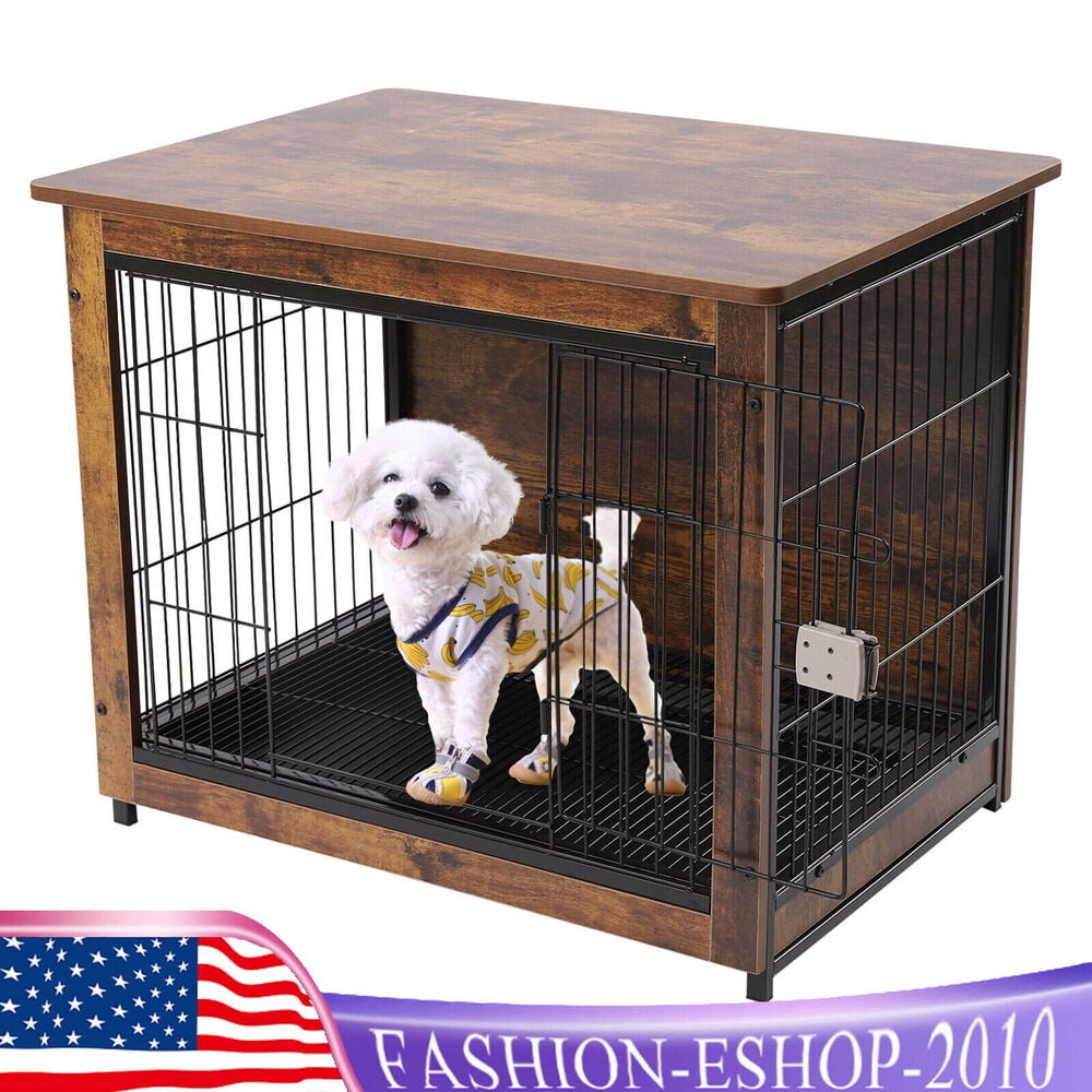 Large Wooden Furniture Dog Kennel End Table Indoor Heavy Duty Dog Crate