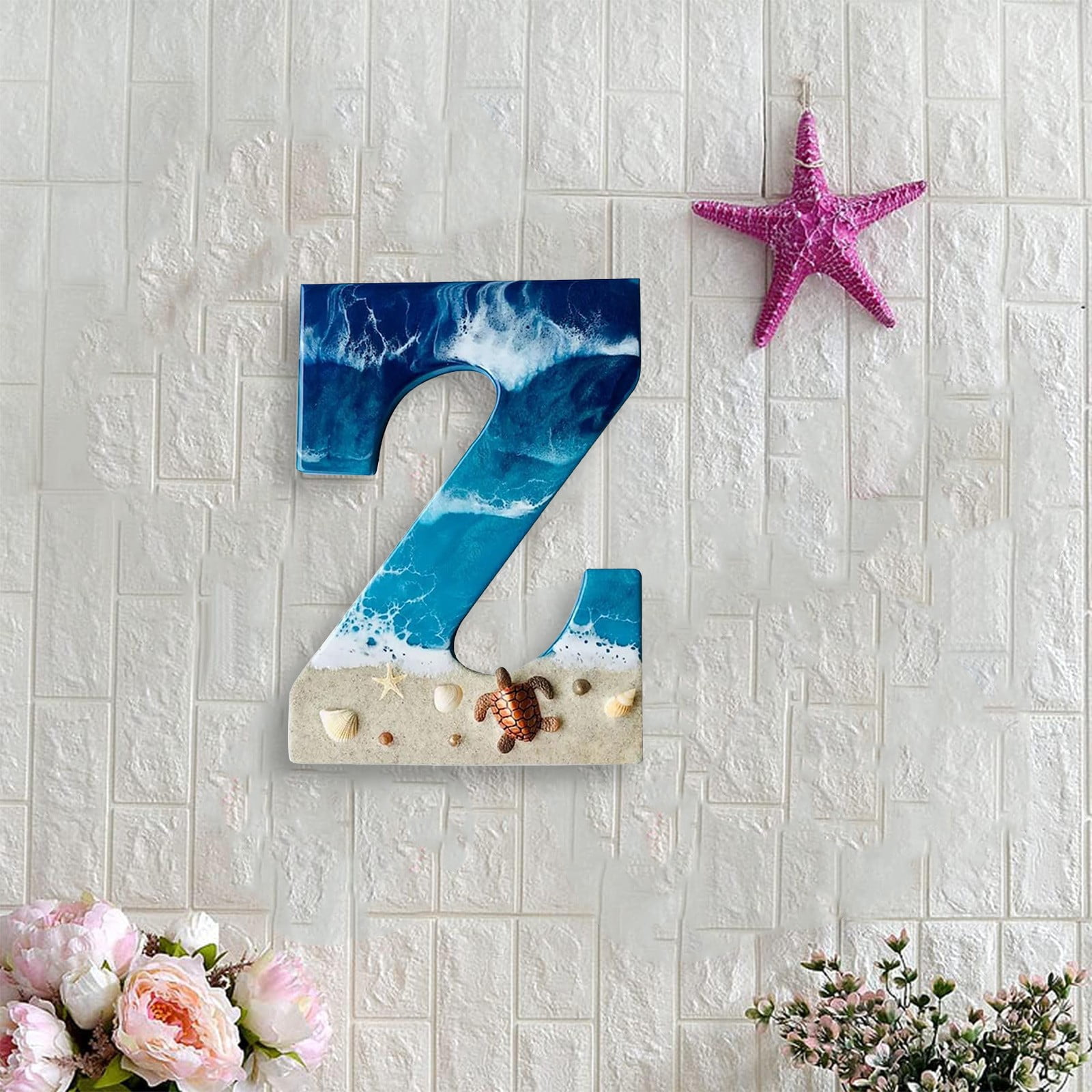 Large Wooden Letter 'W' with Beach Resin Finish for Wall Decor Coastal ...