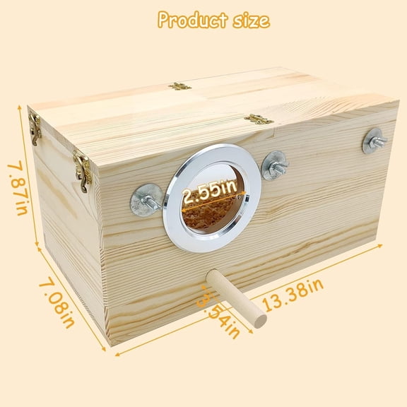 Large Wooden Parakeet Nesting Box for Birds, Transparent Acrylic Panoramic Design, Easy Installation & Cleaning