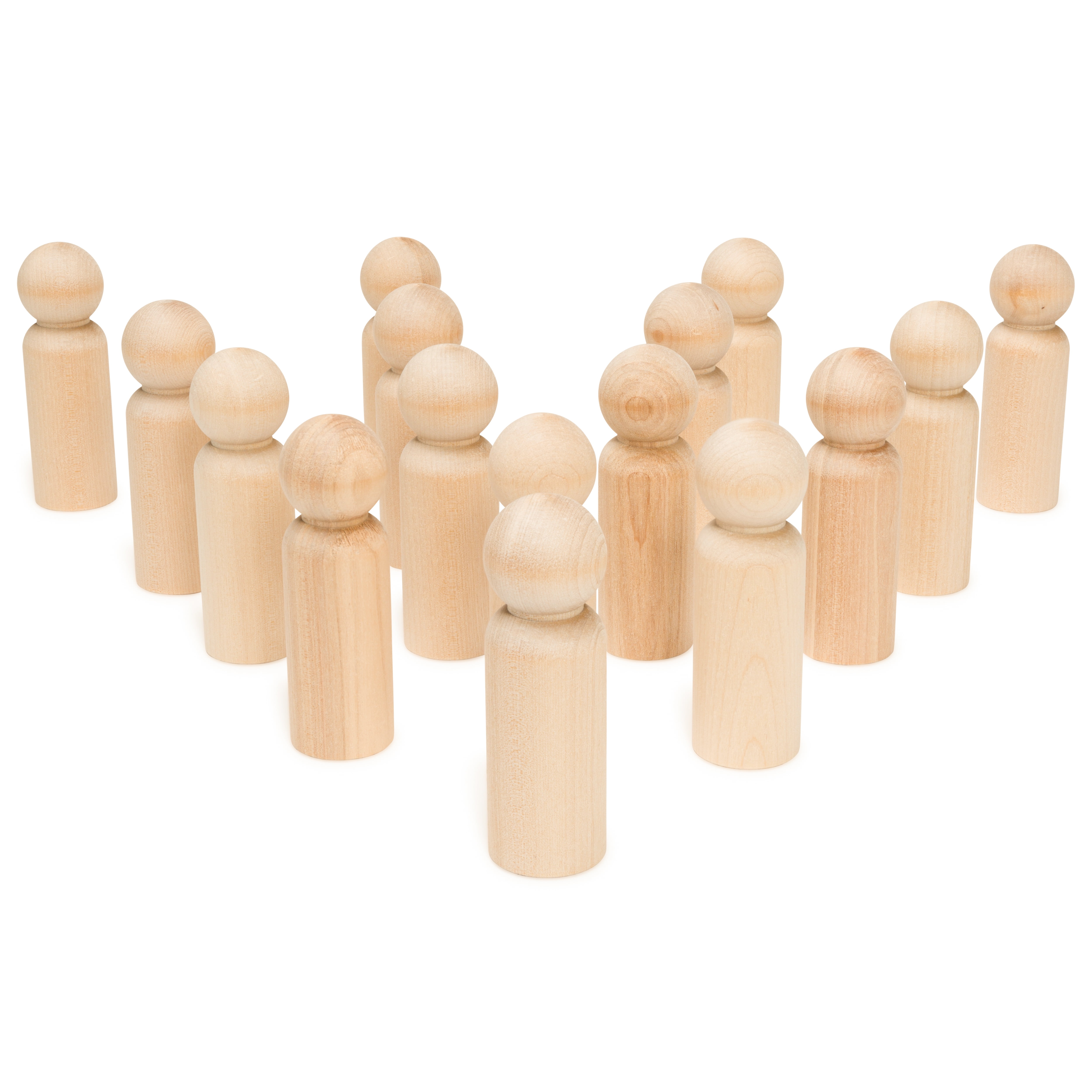 50 Pack Unfinished Wooden Peg Doll Bodies, Natural Wood Figures